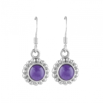Pure silver purple amethyst drop earrings